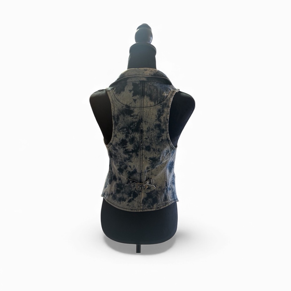 See you Monday, Studded Denim Vest, Sleeveless Tie-Dye Denim Vest, Small - Picture 3 of 12